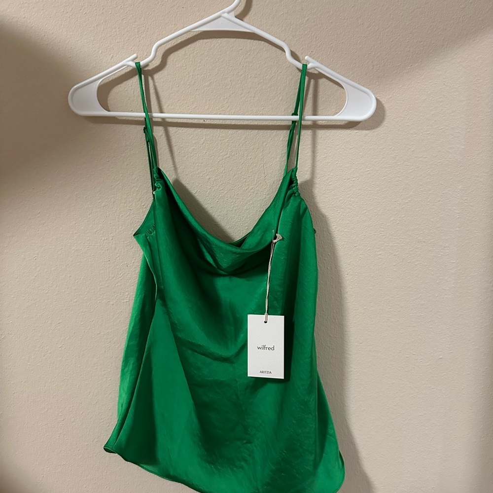 ARITZIA Wilfred Green Fitted Camisole Sleeveless Style Tops